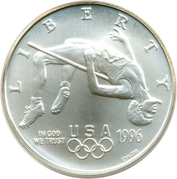 image for: 1996-D $1 Olympic High Jump PCGS MS69 
