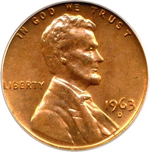 image for: 1963-D 1c PCGS MS64 RD