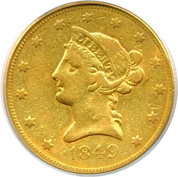 image for: 1849 $10  PCGS VG10 OGH