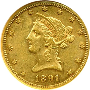 image for: 1891-CC $10 NGC AU50