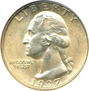 image for: 1937-S 25c ANACS MS64