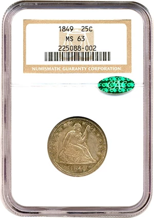 image for: 1849 25c NGC/CAC MS63