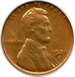 image for: 1924-S 1c PCGS MS63 RD