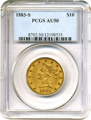 image for: 1883-S $10 PCGS AU50