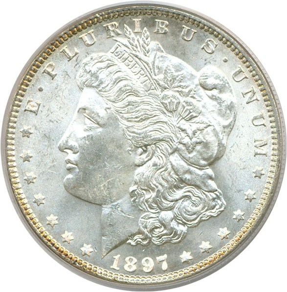 image for: Top 100 VAM: 1897 $1 VAM 6A  Pitted Reverse PCGS MS63