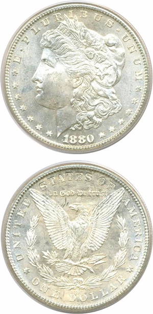 image for: 1880-S $1 8/7 PCGS MS65
