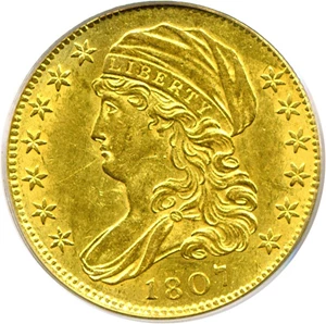 image for: 1807 $5 Bust facing Left PCGS AU58