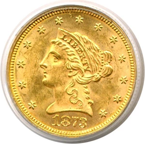 image for: 1873 $2 1/2 Open 3 PCGS MS63