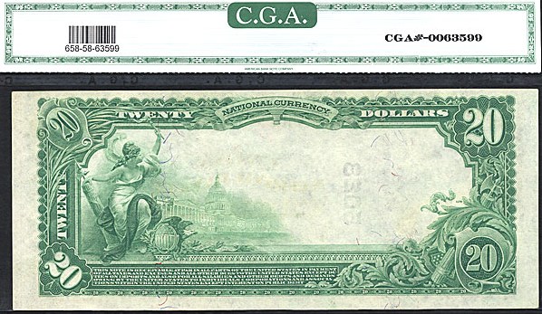 image for: Fr.658 1902 $20 Third Charter Period, 3rd Issue, Plain Back CGA AU58 #5028 West Virginia [15778]