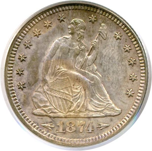 image for: 1874 25c Arrows PCGS MS63