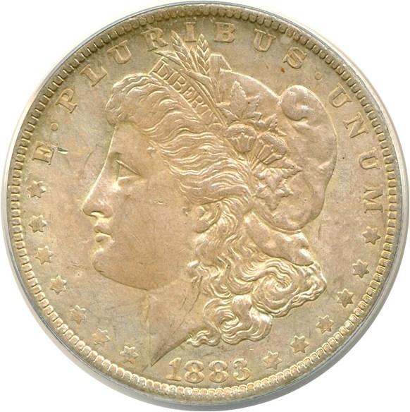 image for: Hot 50 VAM: 1883-O $1 VAM 36A  Partial E Rev ANACS MS63 