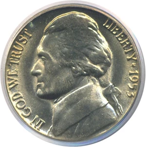 image for: 1953-D 5c PCGS MS66