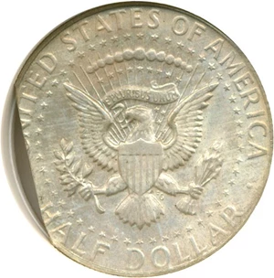 image for: Mint Error: 1969-D 50c Straight End Clip 10.8gr NGC MS64