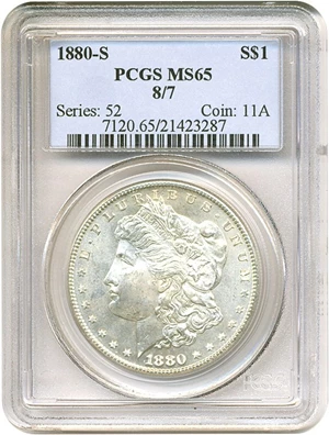 image for: 1880-S $1 8/7 PCGS MS65
