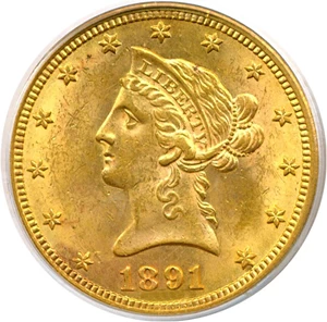 image for: 1891-CC $10 PCGS MS62