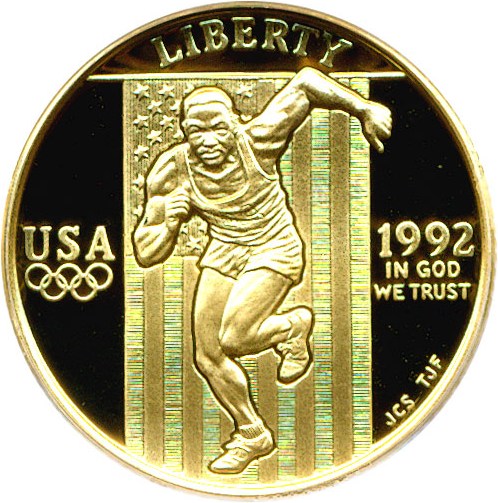image for: 1992-W $5 Olympic Sprinter PCGS Proof 70 DCameo