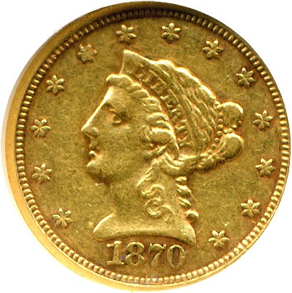 image for: 1870-S $2 1/2  NGC XF45 