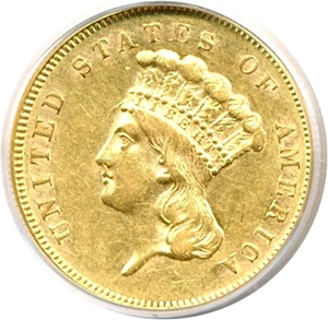 image for: 1857 $3 PCGS AU50