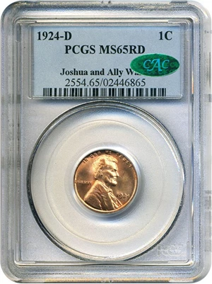 image for: 1924-D 1c PCGS/CAC MS65 RD ex: Walsh