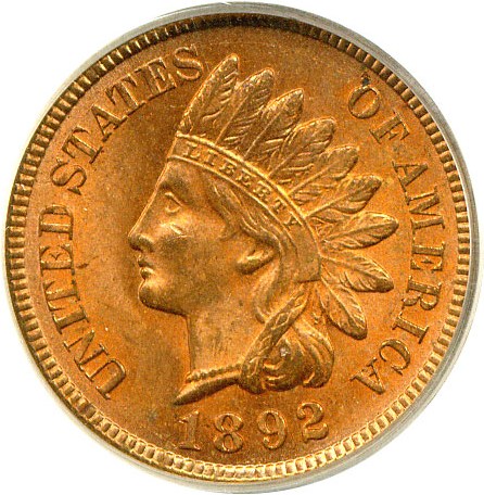 image for: 1892 1c  PCGS MS64 RD