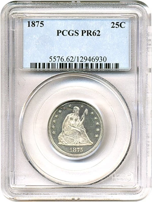 image for: 1875 25c PCGS Proof 62