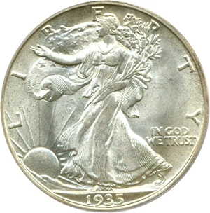 image for: 1935-S 50c PCGS MS65