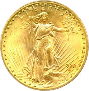 image for: 1928 $20 PCGS MS63 OGH