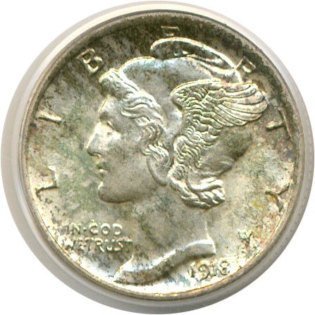 image for: 1918 10c  PCGS MS65 FB