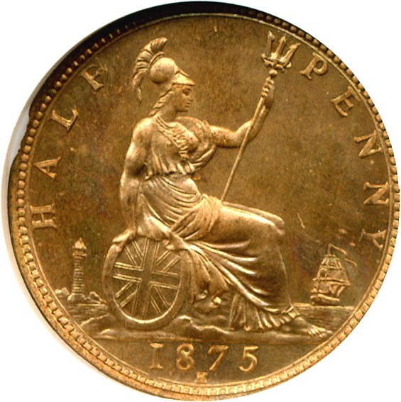 image for: Great Britain: 1875 1/2 D  NGC Proof 65 RD