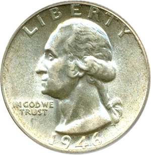 image for: 1946 25c PCGS AU58