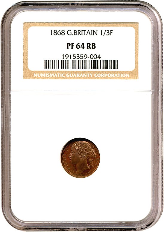 image for: Great Britain: 1868 1/3 Far KM# 750 NGC Proof 64 RB