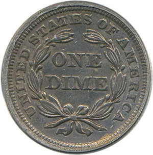 image for: 1853 10c No Arrows PCGS XF45