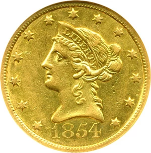 image for: 1854-O $10 Large Date NGC AU53