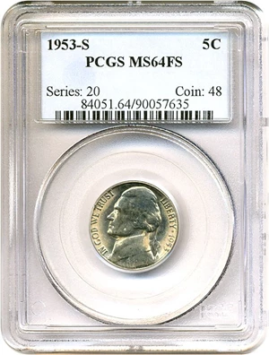 image for: 1953-S 5c PCGS MS64 FS