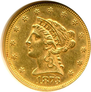 image for: 1873 $2 1/2 Open 3 NGC AU58