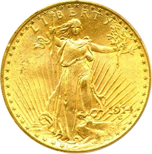image for: 1914-S $20 PCGS MS63 OGH