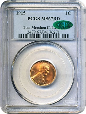 image for: 1915 1c PCGS/CAC MS67 RD ex: Tom Mershon Collection