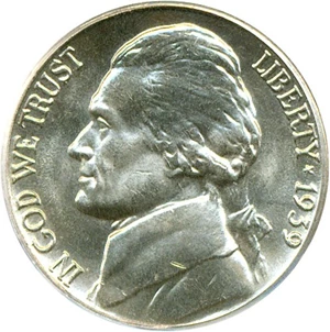 image for: 1939 5c Reverse of 1938 PCGS MS65 FS