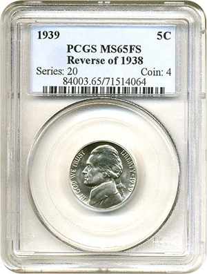 image for: 1939 5c Reverse of 1938 PCGS MS65 FS