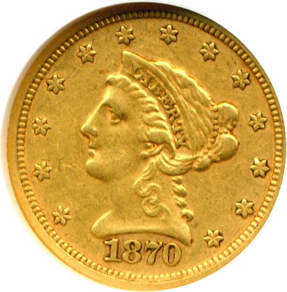 image for: 1870-S $2 1/2  NGC XF40 