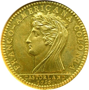 image for: 20th Century Restrike 1796 Medal Castorland - Gold Wing & OR Edge NGC MS63