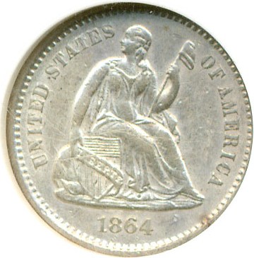 image for: 1864-S H10c  PCI AU50