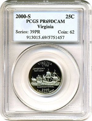 image for: 2000-S 25c Virginia PCGS Proof 69 DCameo