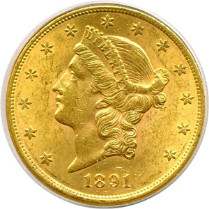 image for: 1891-S $20 PCGS MS61