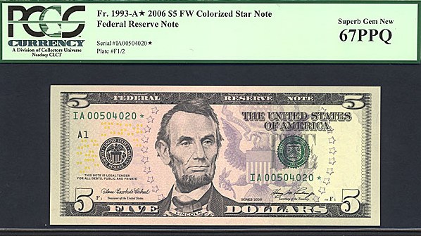 image for: Fr.1993A 2006 $5 Fort Worth, TX PCGS Gem CU67 PPQ  [IA00504020] *Star* 