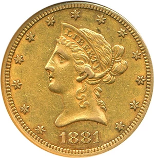 image for: 1881-CC $10 NGC AU50