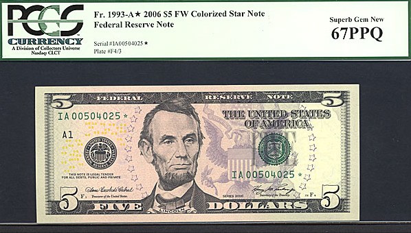 image for: Fr.1993A 2006 $5 Fort Worth, TX PCGS Gem CU67 PPQ  [IA00504025] *Star* 
