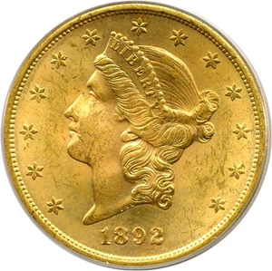 image for: 1892-S $20 PCGS MS62