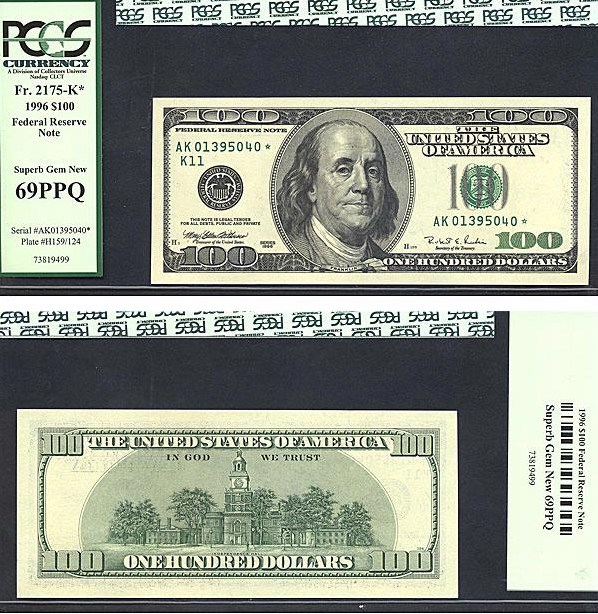 image for: Fr.2175K 1996 $100  PCGS Gem CU69 PPQ  [AK01395040] *Star*