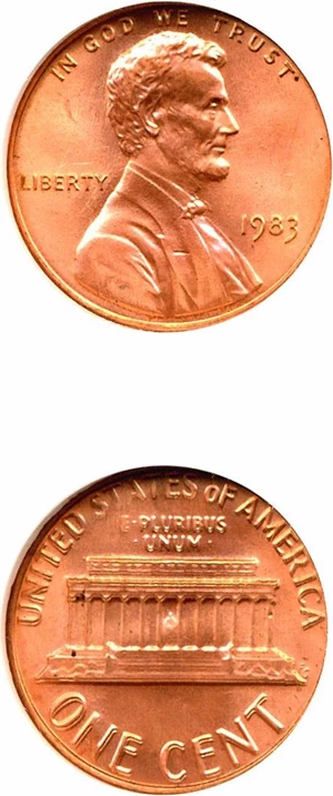 image for: 1983 1c Doubled Die Reverse NGC MS68 RD